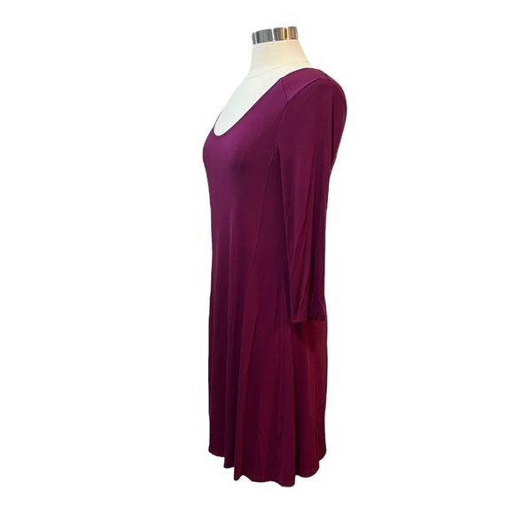 Garnet Hill Size S Scoop Neck Jersey Knit Trapeze Dress 3/4 Sleeve Small S - Picture 3 of 9